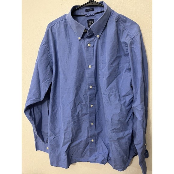 GAP Shirts Gap Mens Modern Solid Blue Dress Shirt Classic Button Up